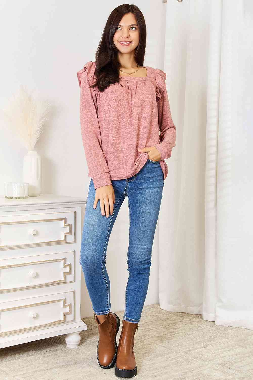 Ruffle Long Sleeve Top