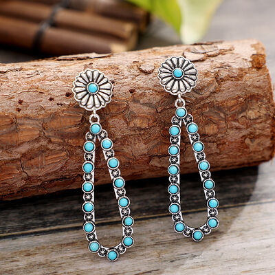 Flower Turquoise Teardrop Earrings