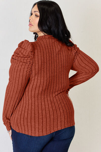 Ribbed Puff Sleeve Top