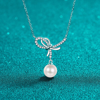 Natural Pearl Moissanite Sterling Silver Necklace