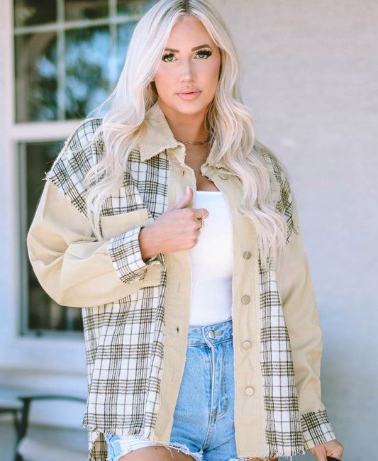 Roadhouse Plaid Raw Hem Shacket