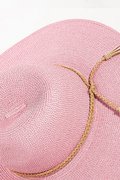 Straw Braided Fedora Hat | Pink