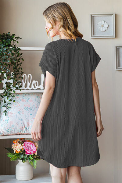 Slate Ribbed Tee Dress