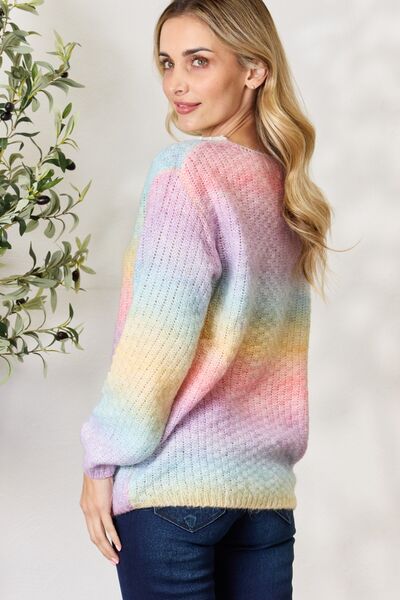 Rainbow Gradient Crochet Sweater