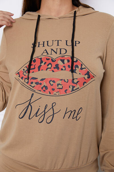 Shut Up & Kiss Me Hooded Top & Drawstring Pants Set