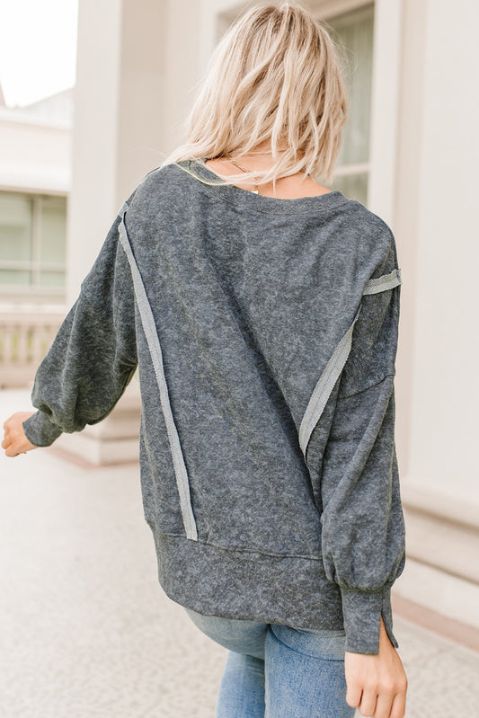 Acid Wash Slit Sweatshirt | Multiple Colors