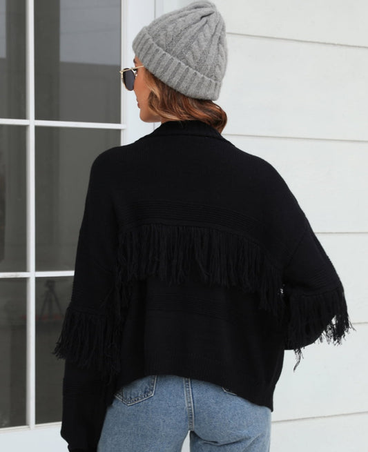 Fringe Open Front Cardigan | Multiple Colors