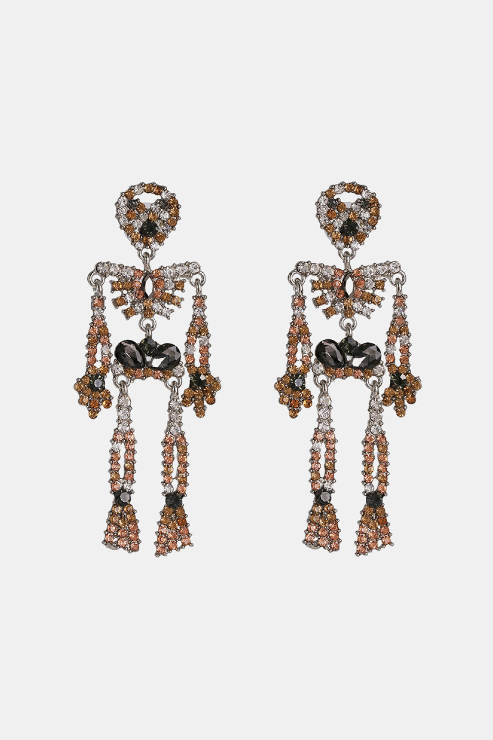 Skeleton Glass Stone Dangle Earrings