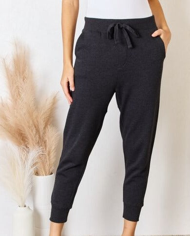 Soft Knit Drawstring Cropped Joggers