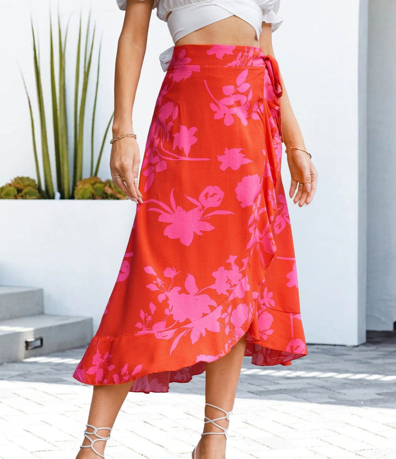 Challis Floral Ruffled Skirt
