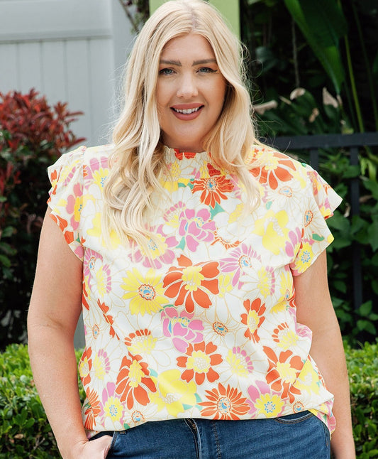 Floral Butterfly Sleeve Blouse | Curvy