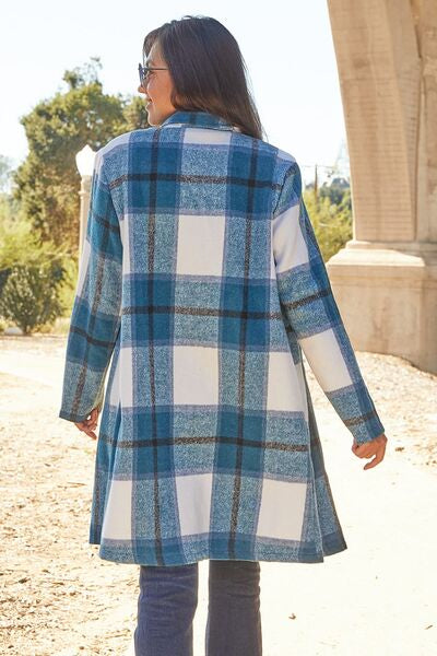 Into Plaid Button Up Lapel Collar Coat