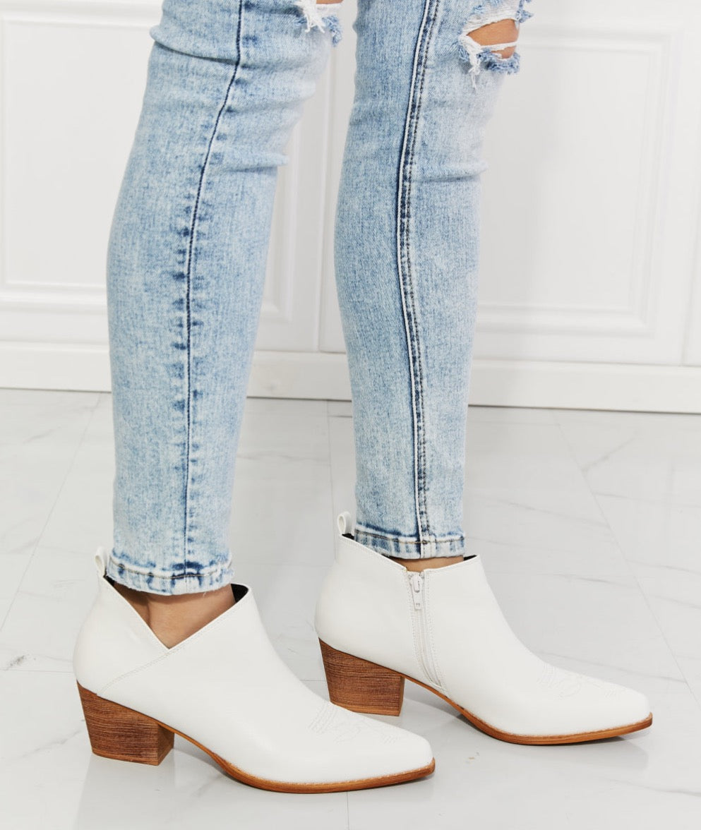 Trust Yourself Embroidered Cowboy Booties | White