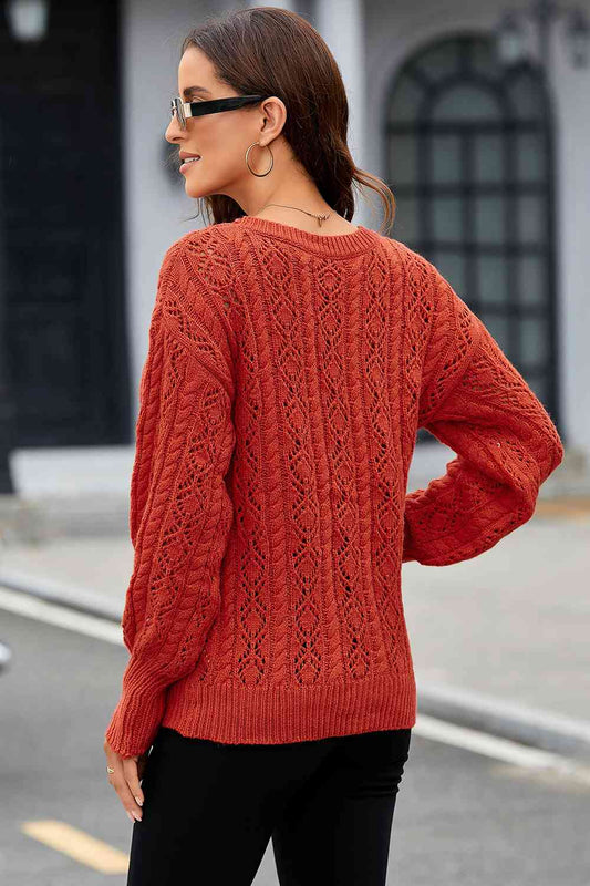 Brick Red Cable-Knit Sweater