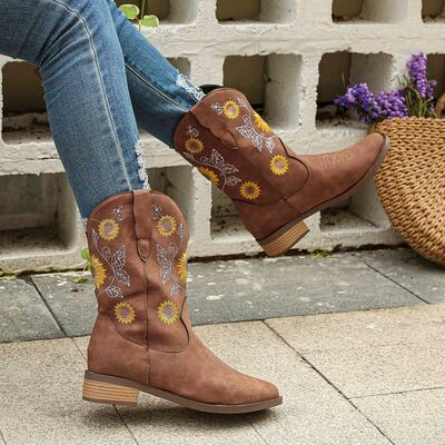 Sunflower Embroidered Boots