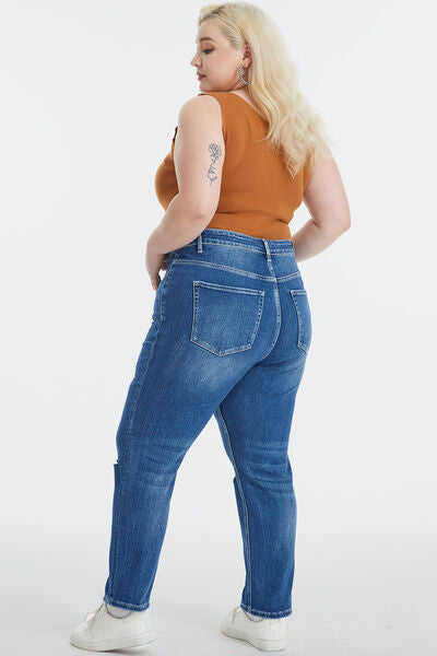 No Limits High-Waist Distressed Washed Cropped Mom Jeans | Bayeas