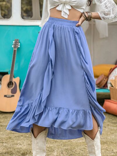 Isabel High-Waist Ruffle Trim Skirt