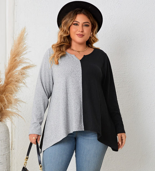 Mixed Contrast Top | Curvy