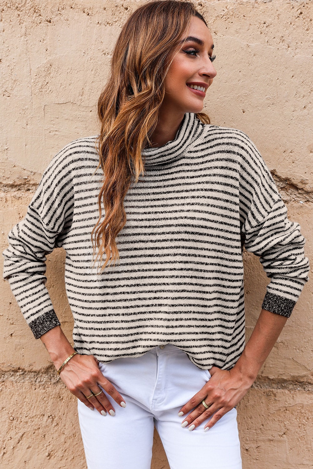 Different Lookout Striped Turtleneck Sweater