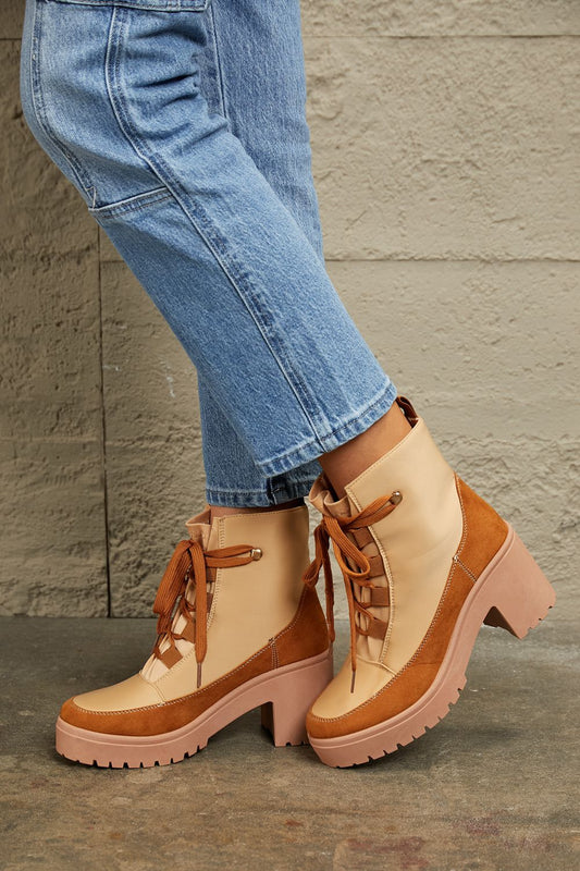 Tag Along Lace Up Lug Booties
