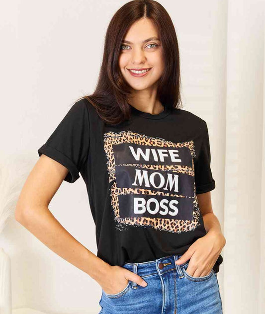 Wife Mom Boss Leopard Graphic Tee