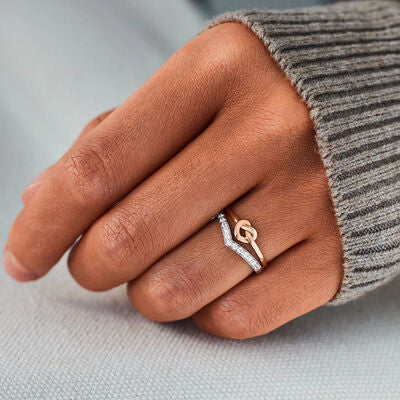 Knotted Heart Inlaid Ring