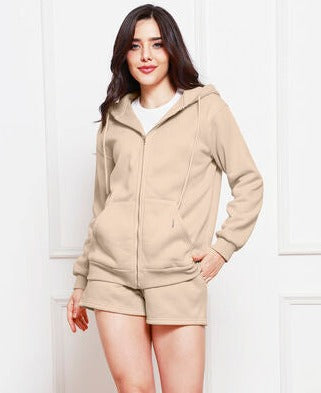 To Be Happy Zip-Up Hoodie & Shorts Set | Multiple Colors