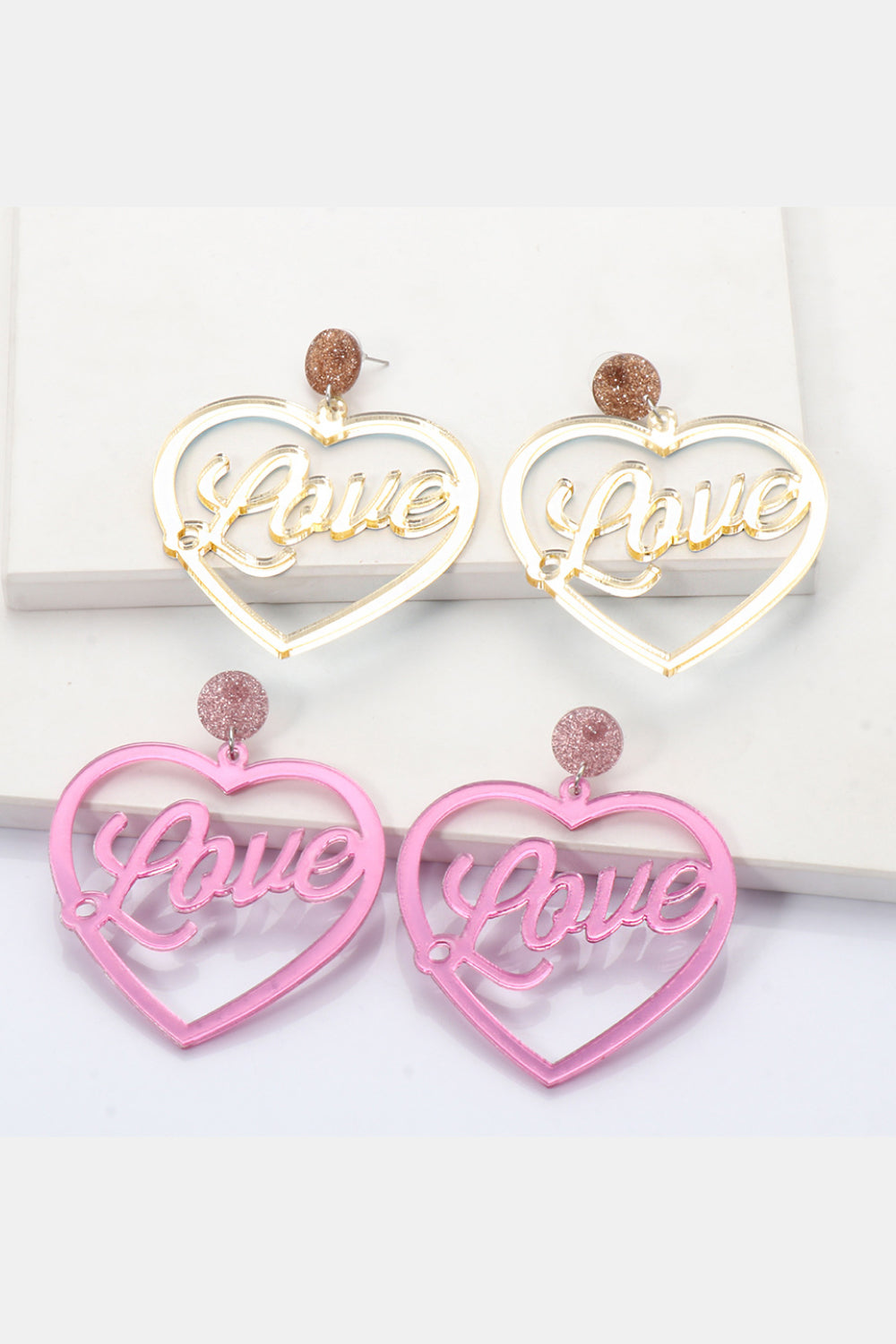 Hearts of Love Acrylic Dangle Earrings