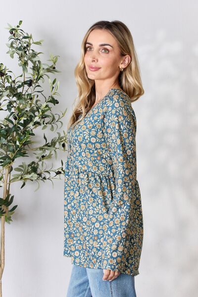 Floral Button Long Sleeve Top