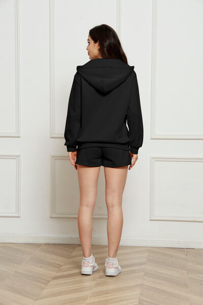 To Be Happy Zip-Up Hoodie & Shorts Set | Multiple Colors