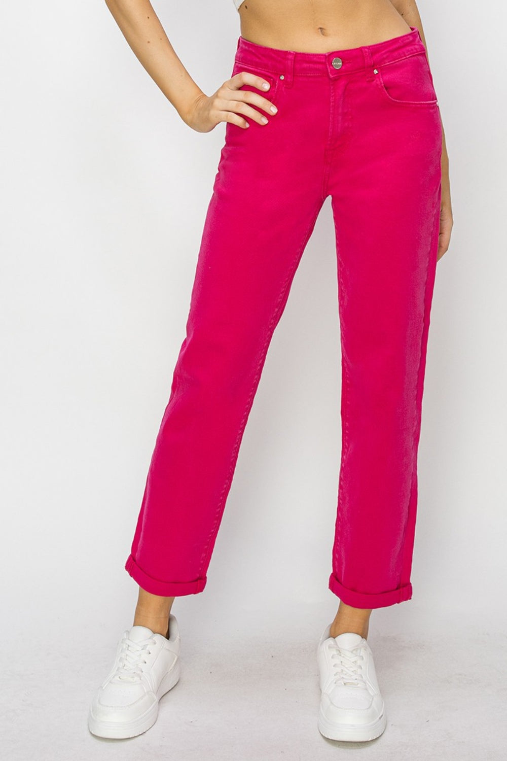 Hot Pink High-Waist Straight Jeans | Risen