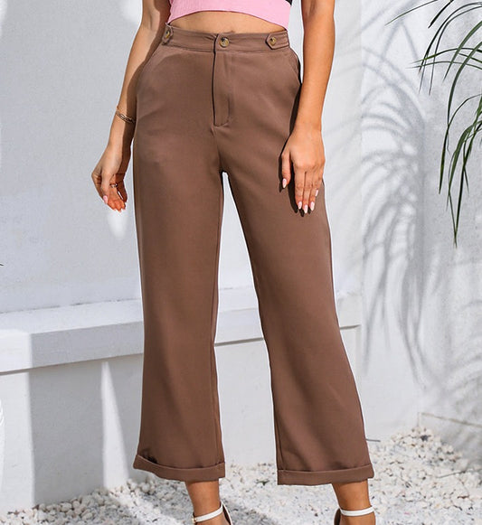 Cappuccino Dates Cropped Straight Leg Pants