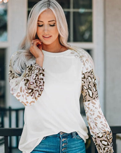 Leopard Dropped Shoulder Top