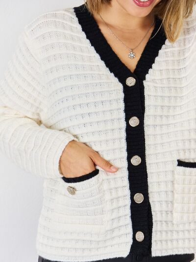 Clean Slate Contrast Button-Up Cardigan