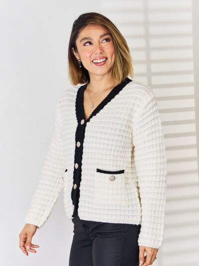 Clean Slate Contrast Button-Up Cardigan