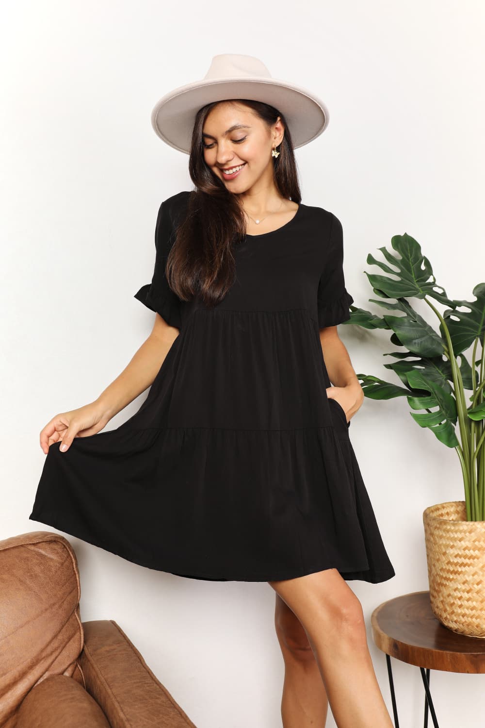 Ronnie Flounce Sleeve Tiered Dress