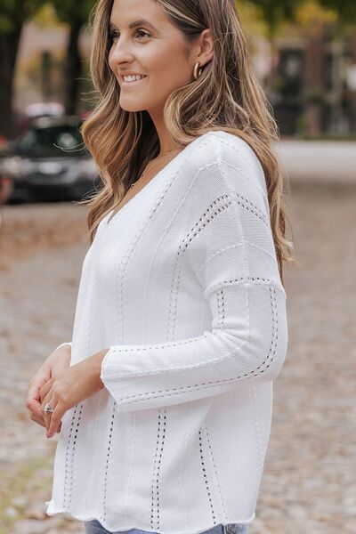 Openwork Long Sleeve Knit Top