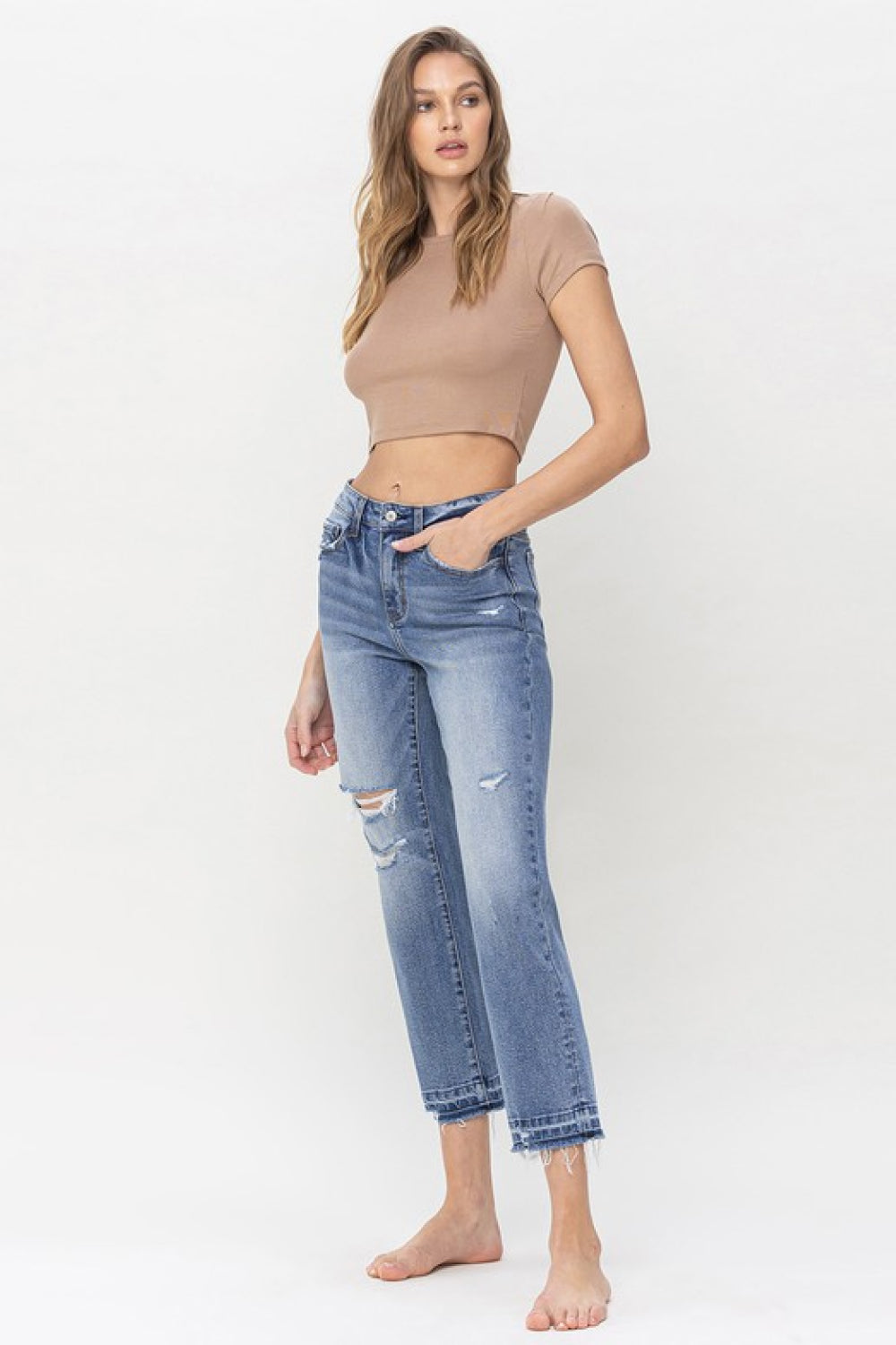 Lena High Rise Cropped Straight Jeans | Lovervet