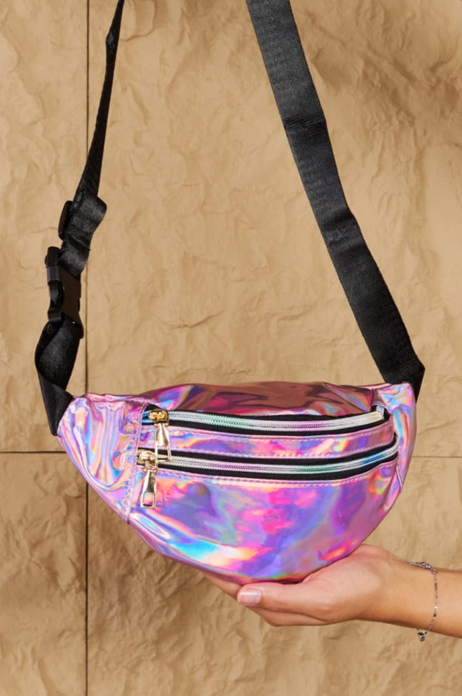 Good Vibrations Holographic Fanny Pack | Hot Pink