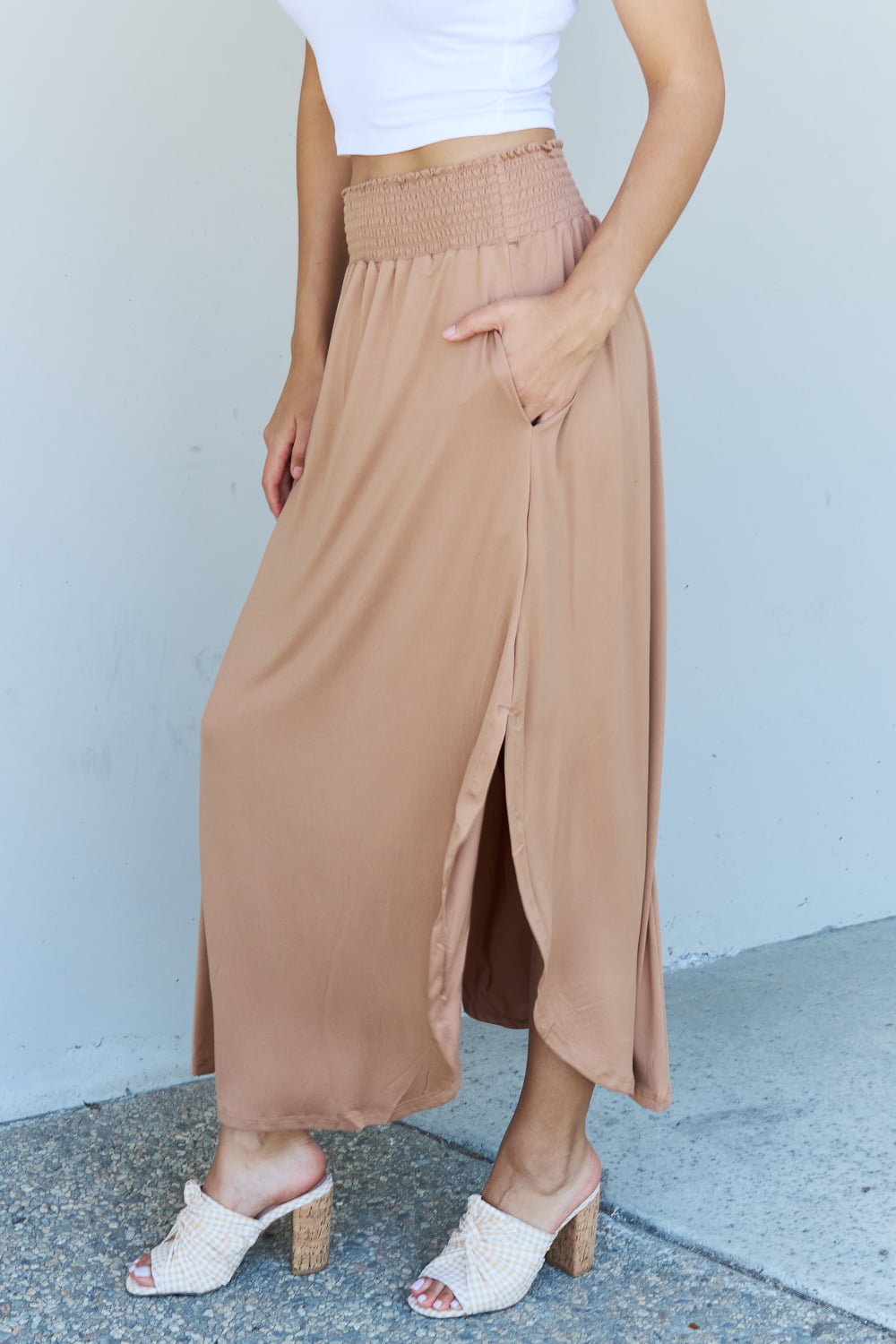 Comfort Princess High Waist Maxi Skirt | Tan