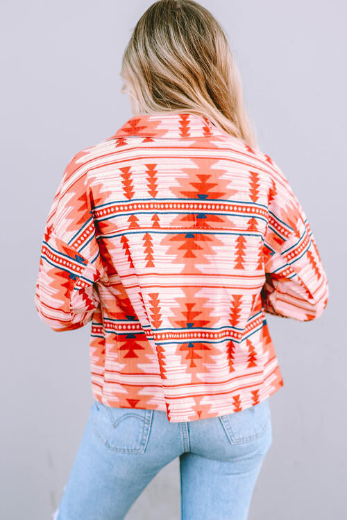 Strawberry Geometric Button Jacket