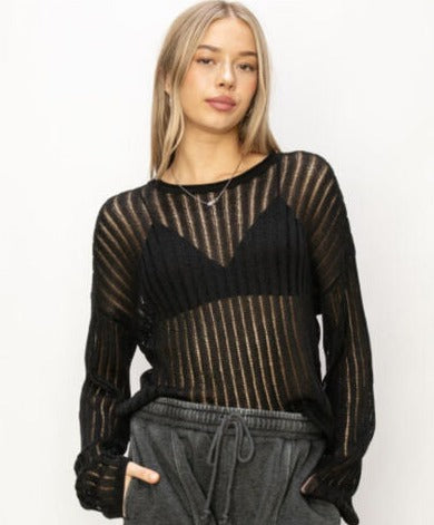 Openwork Ribbed Knit Top