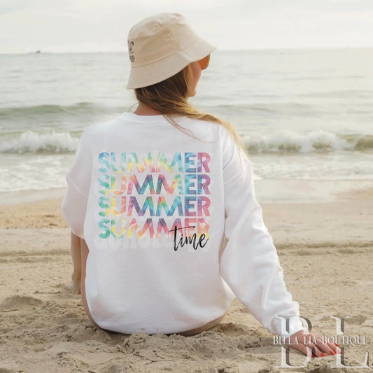 Tie-Dye Summer Time Graphic Tee or Sweatshirt - Bella Lia Boutique