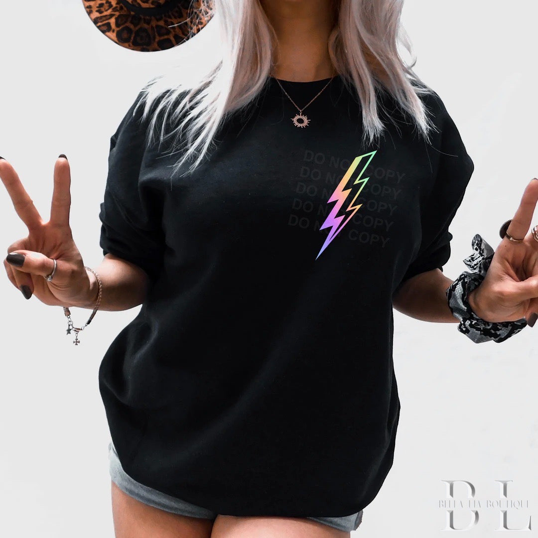 Rainbow Bolt Graphic Tee or Sweatshirt - Bella Lia Boutique