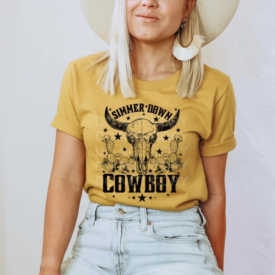 Simmer Down Cowboy Graphic Tee or Sweatshirt - Bella Lia Boutique
