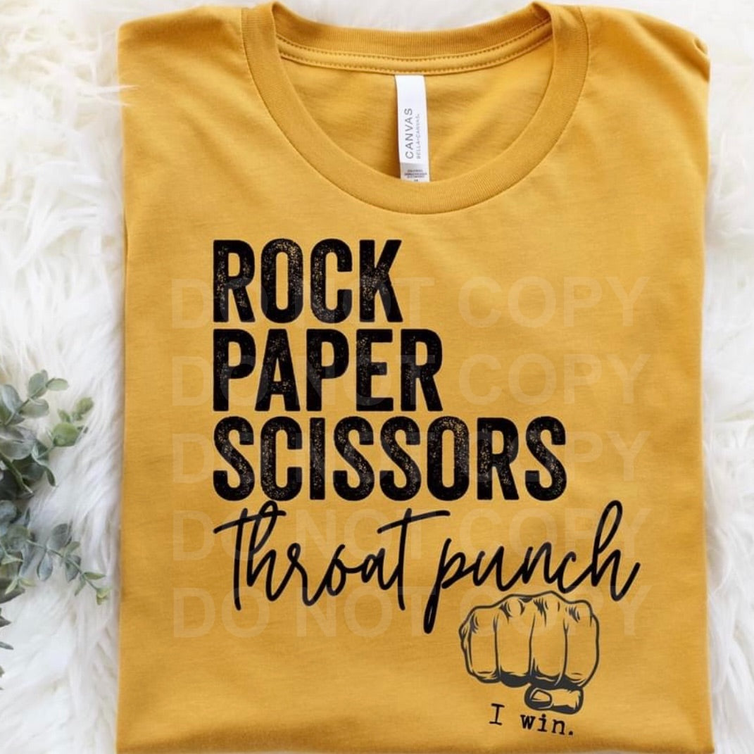 Rock Paper Scissors Throat Punch Graphic Tee or Sweatshirt - Bella Lia Boutique