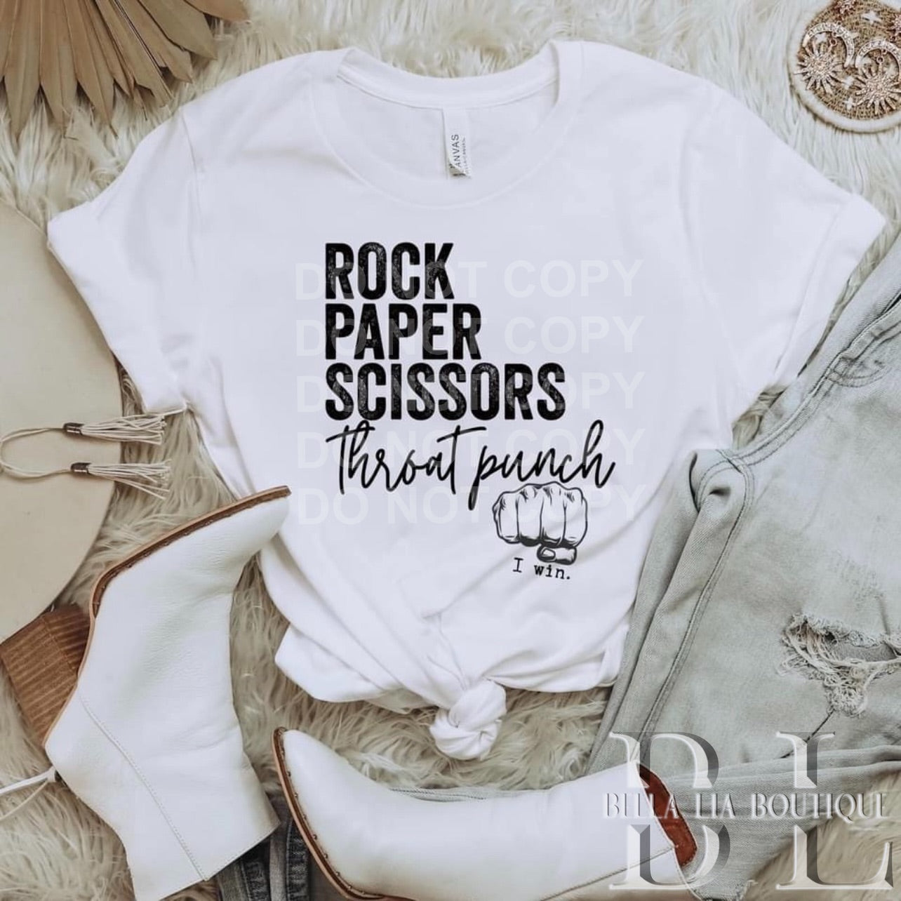 Rock Paper Scissors Throat Punch Graphic Tee or Sweatshirt - Bella Lia Boutique