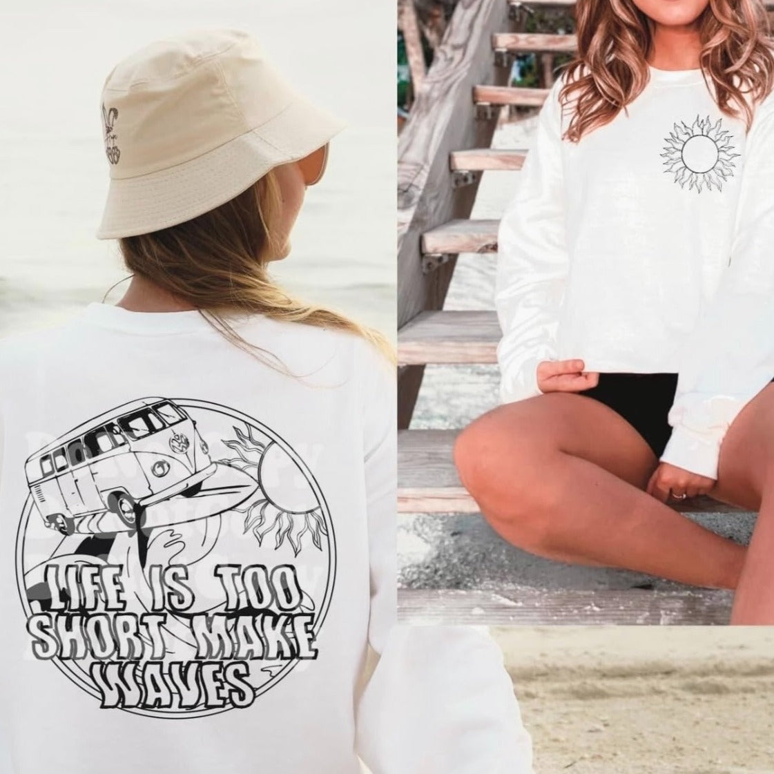 Life is Too Short So Make Waves Graphic Tee or Sweatshirt - Bella Lia Boutique