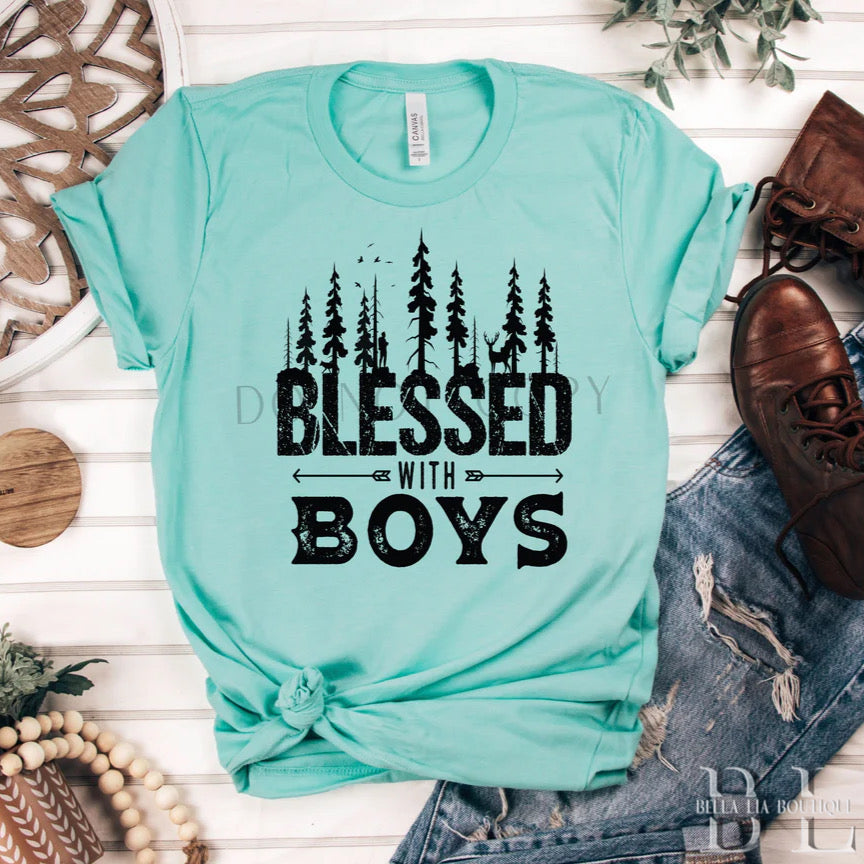 Blessed with Boys Graphic Tee or Sweatshirt - Bella Lia Boutique