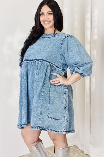 Easy Living Oversized Denim Babydoll Dress